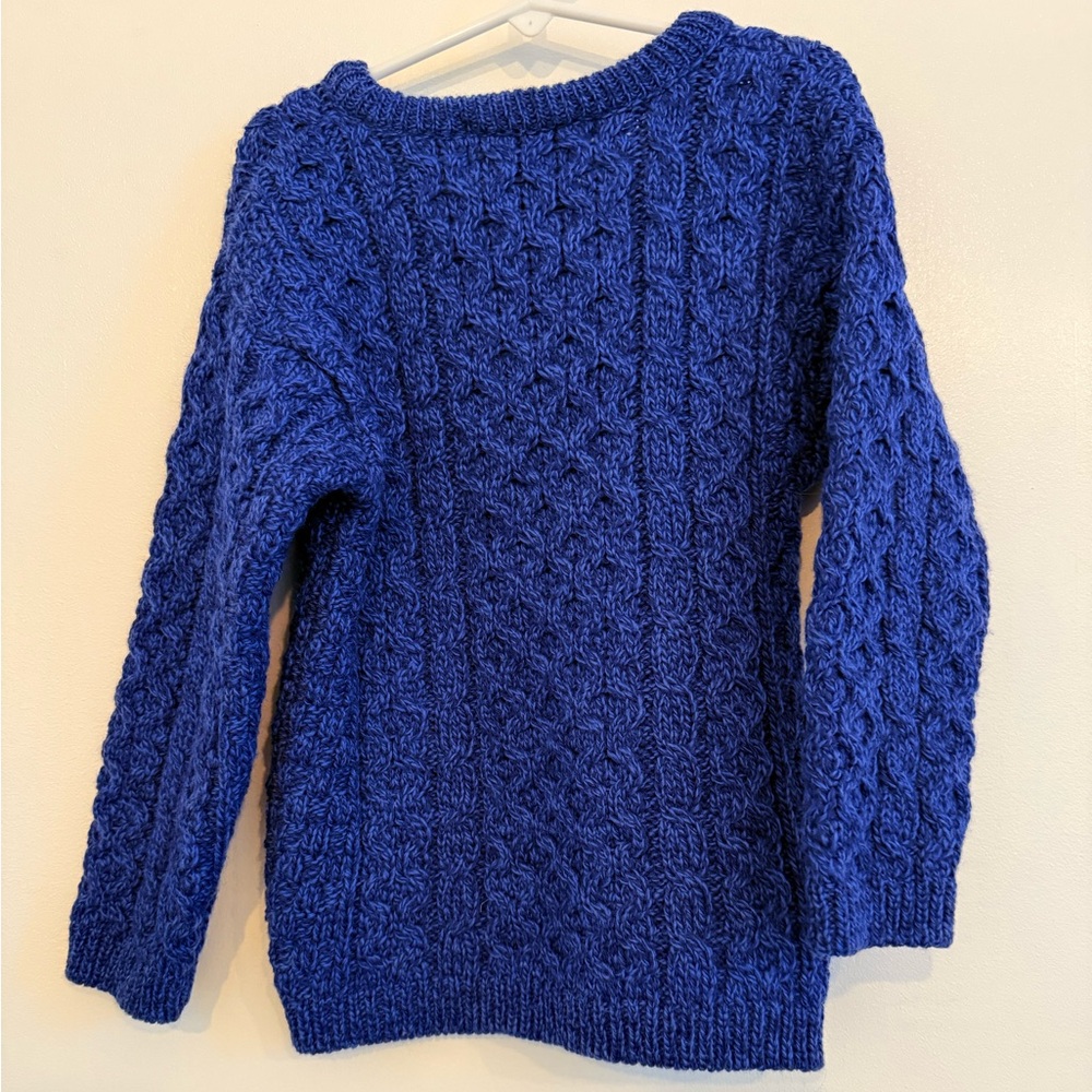 Irish Wool Royal Blue Cable Knit Sweater